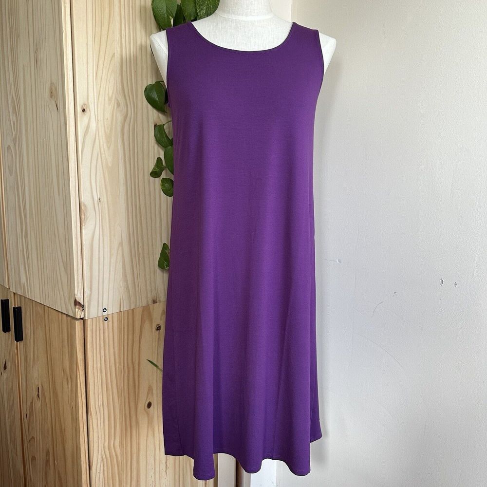 J. Jill Dress Womens Small Sleeveless Jersey  Stretch T Shirt Purple Knee Length